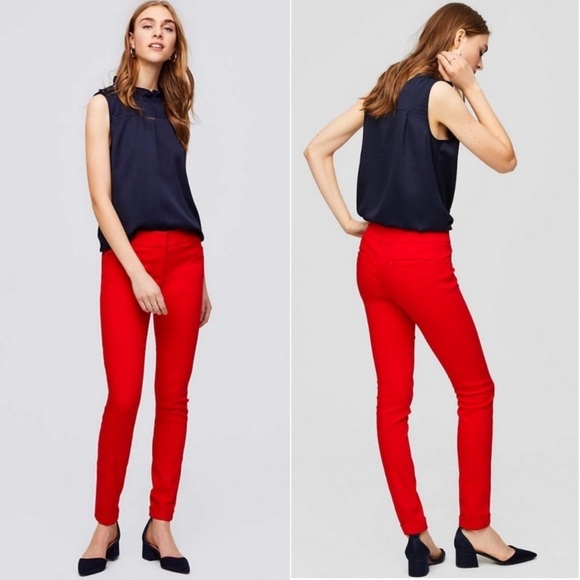 LOFT Marisa Skinny Ankle Pant Red Dress Pants Size 8 - Picture 1 of 10